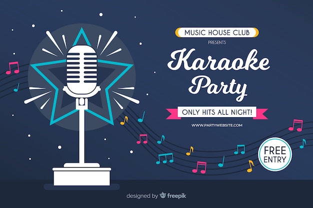 Free vector karaoke banner template flat style