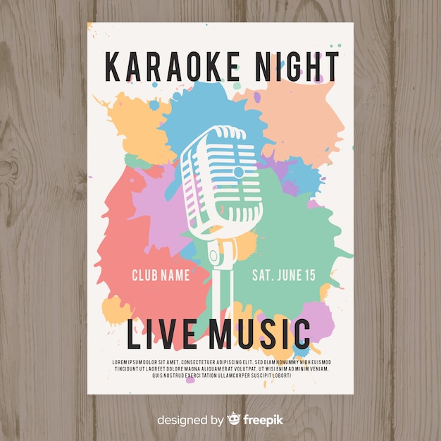 Karaoke night party poster or flyer template