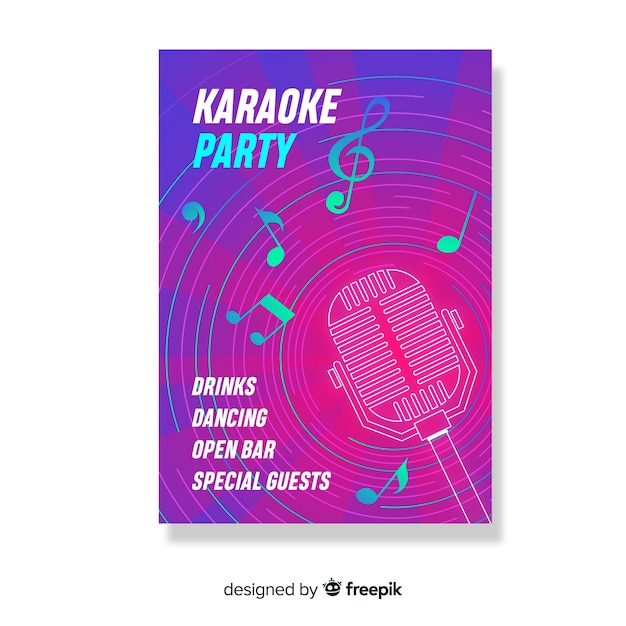 Karaoke night party poster or flyer template