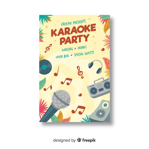 Karaoke night party poster or flyer template