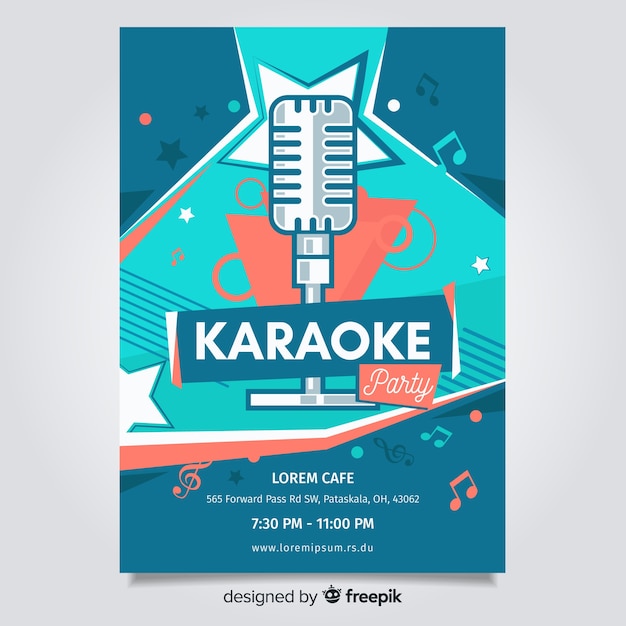 Karaoke poster template flat style