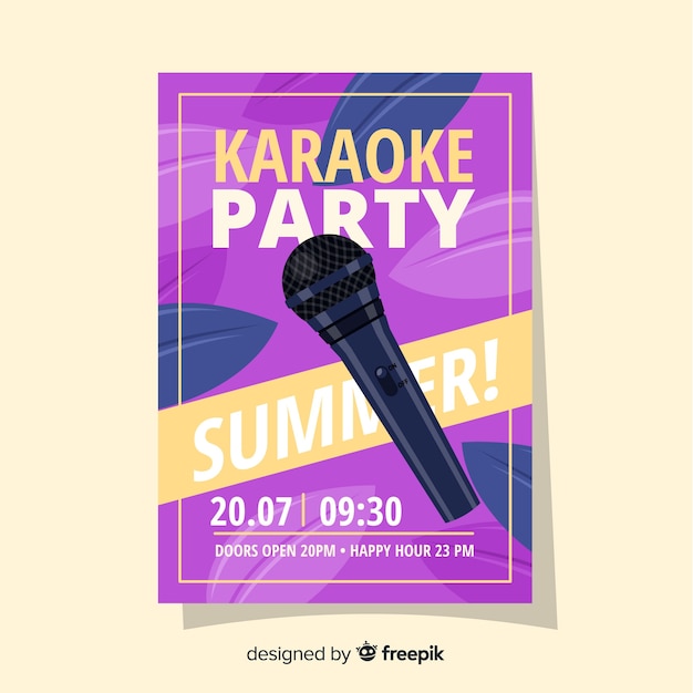 Free Vector karaoke poster template flat style