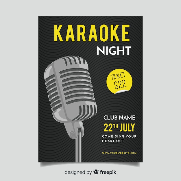 Karaoke poster template flat style