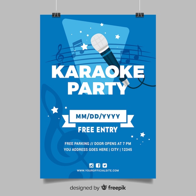 Karaoke poster template flat style