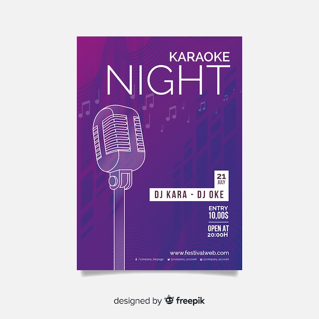  karaoke poster template gradient design