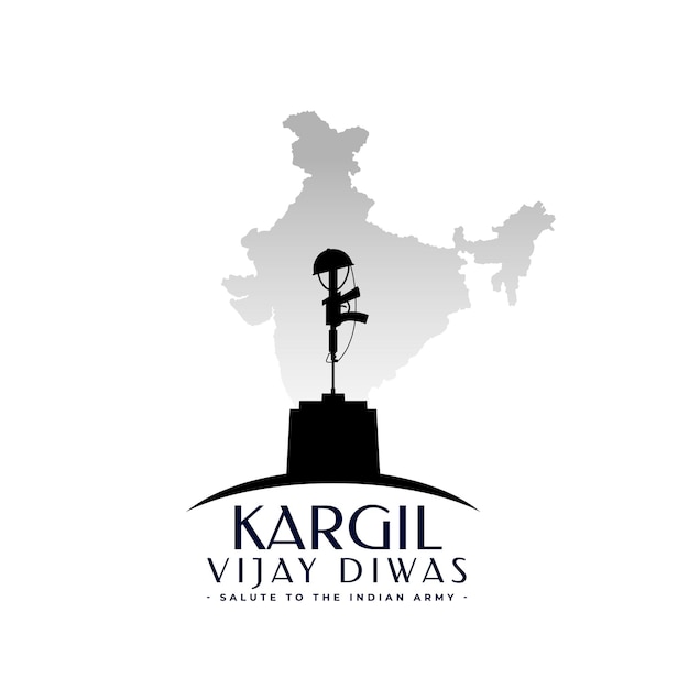 Free vector kargil victory day warrior background with indian map silhouette