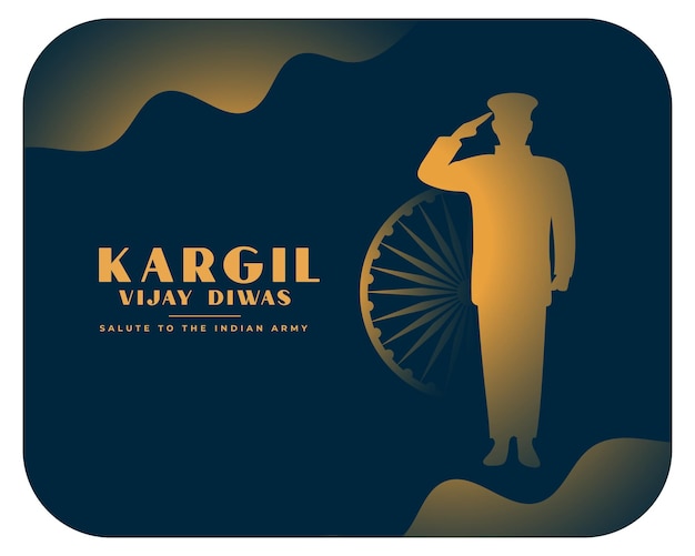 Free vector kargil vijay diwas event poster with ashoka chakra and saluting soldier