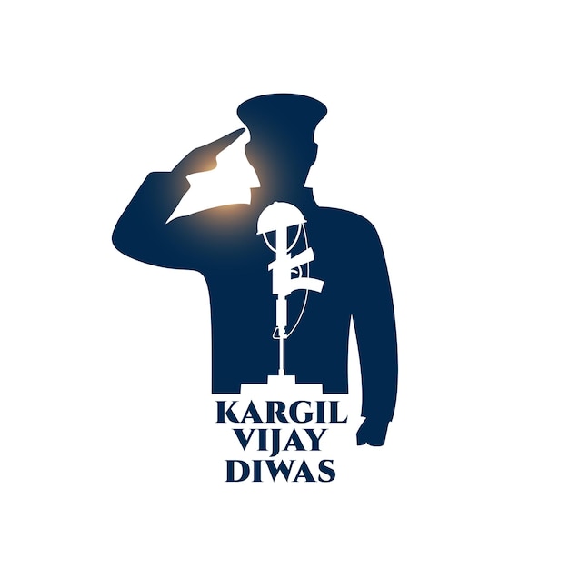 Free Vector kargil vijay diwas patriotic background with solider silhouette