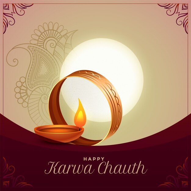 Karwa chauth festival ceremony greeting background design