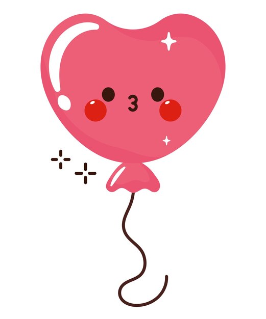 Free Vector kawaii birthday heart balloon