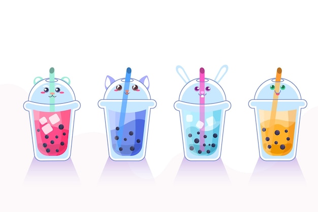 Kawaii bubble tea illustration