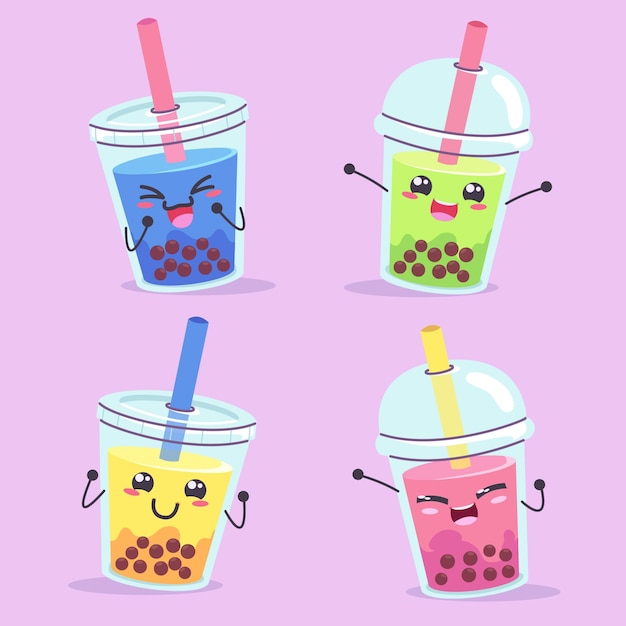 Free Vector kawaii bubble tea illustration