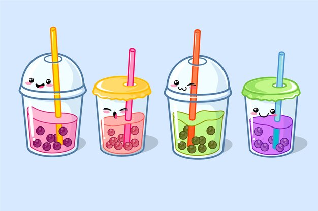 Kawaii bubble tea illustration