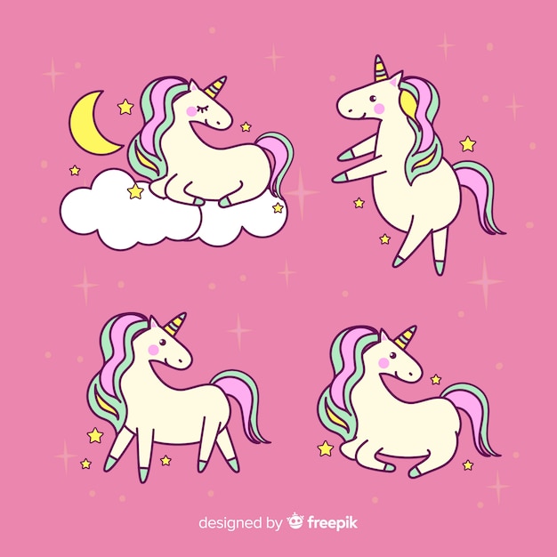 Kawaii cute unicorn character collection