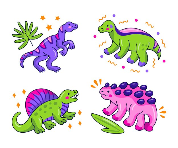 Kawaii dinosaurs stickers collection