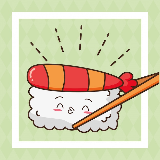 Kawaii fast food sushi cute food illustration 