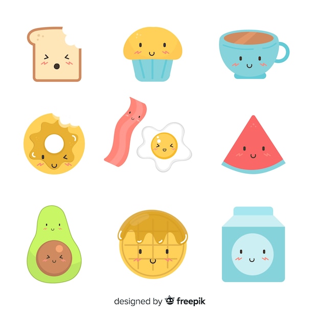 Kawaii flat food collection