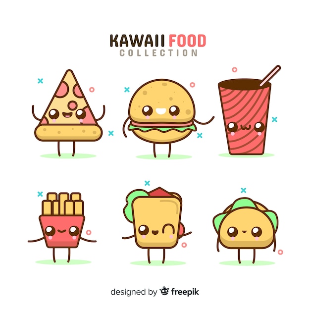 Free vector kawaii food collection