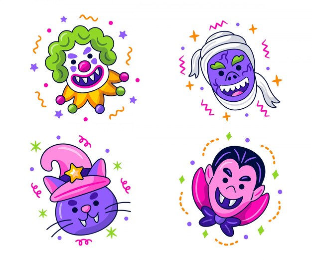 Kawaii halloween stickers collection