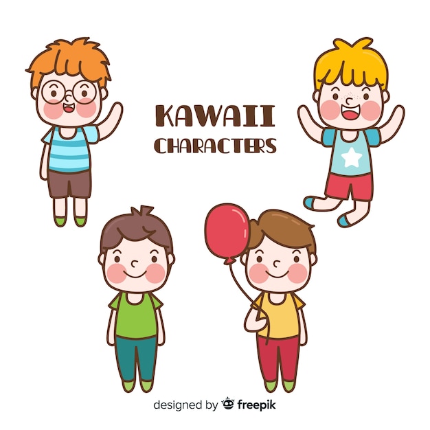 Kawaii hand drawn boys collection