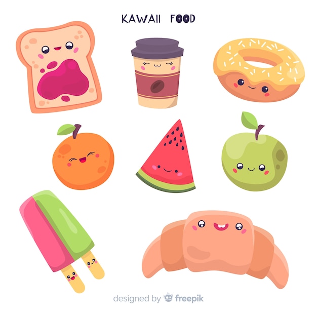 Kawaii hand drawn food collection