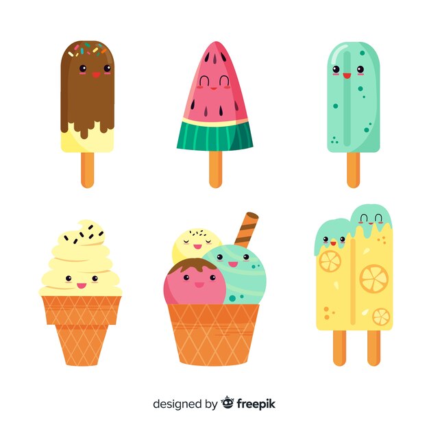 Kawaii ice cream character collection