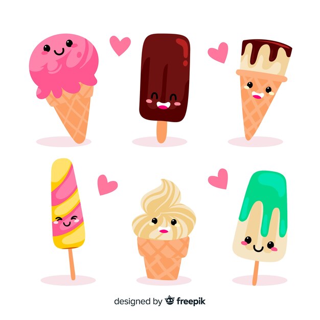 Kawaii ice cream character collection