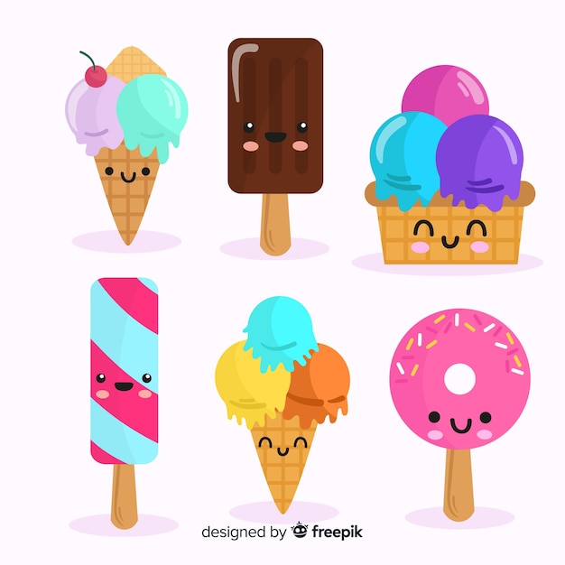 Kawaii ice cream character collection