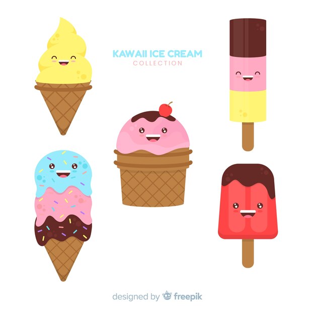 Kawaii ice cream characters collection