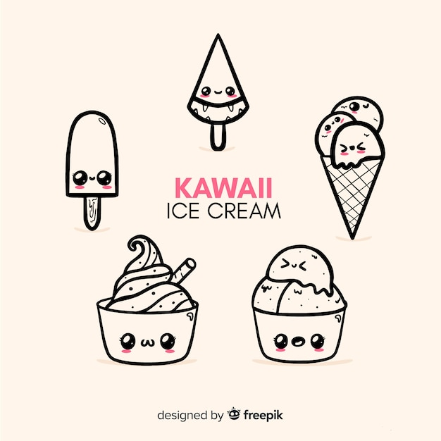 Kawaii ice cream characters collection