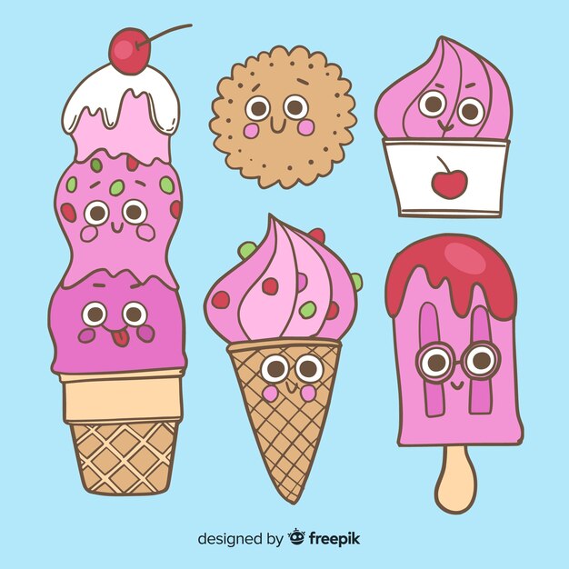 Kawaii ice cream characters