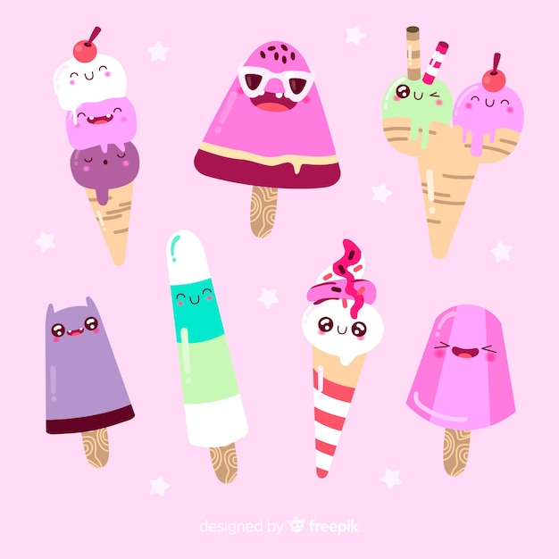 Kawaii ice cream characters