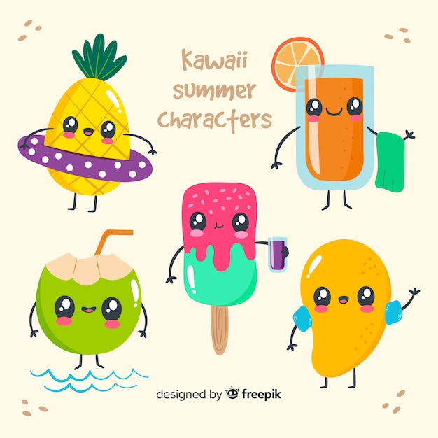 Free Vector kawaii ice cream characters