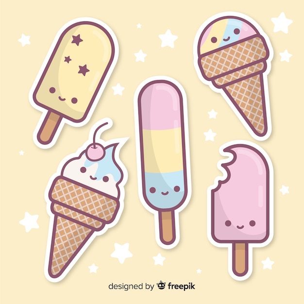 Kawaii ice cream characters