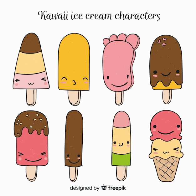 Free Vector kawaii ice cream collection