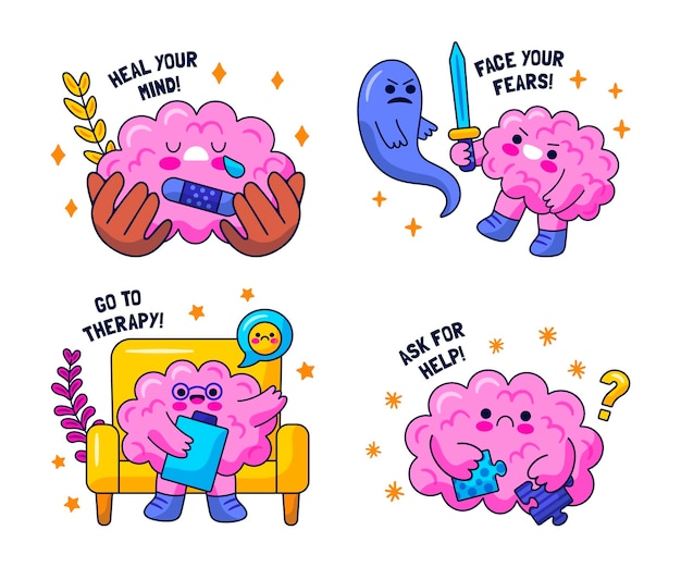 Kawaii mental health stickers