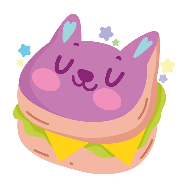 Free Vector kawaii sandwich food icon isolated