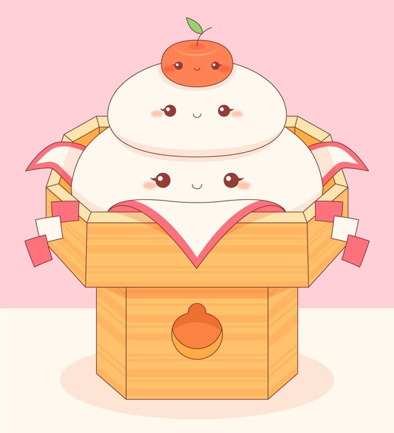 Kawaii smiley kagamimochi to eat