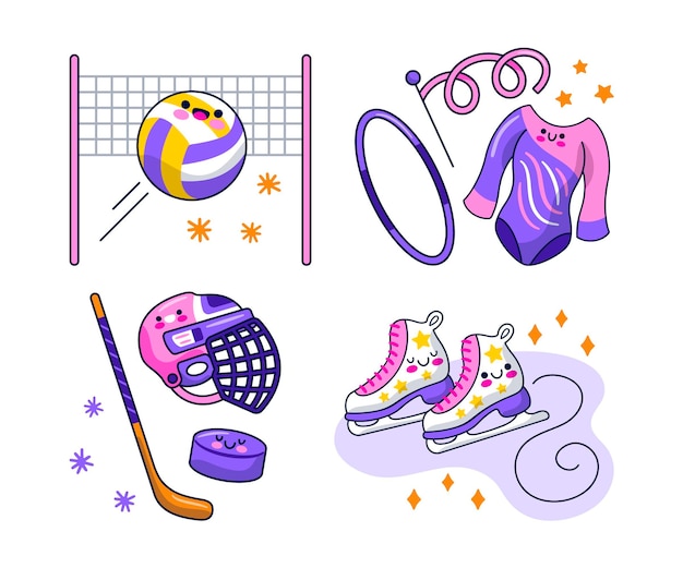 Kawaii sports sticker collection