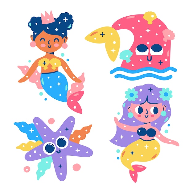 Free Vector kawaii sticker collection