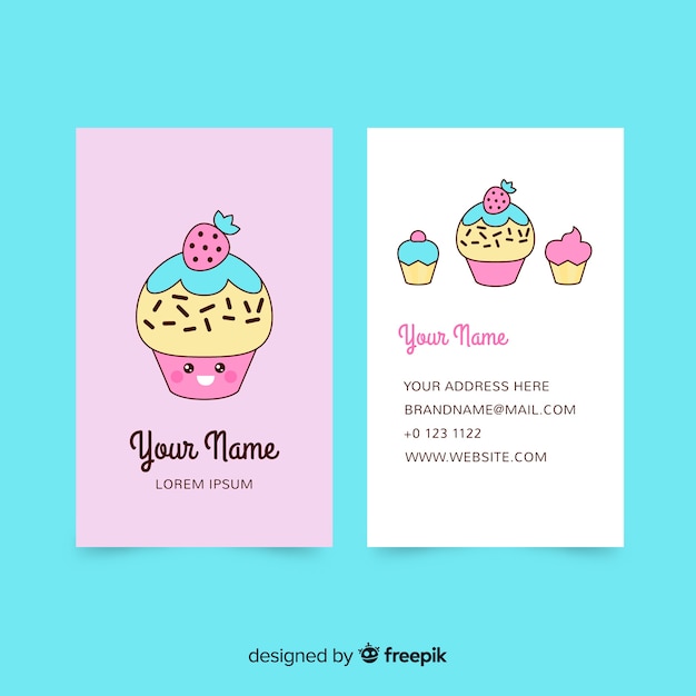 Kawaii style business card template