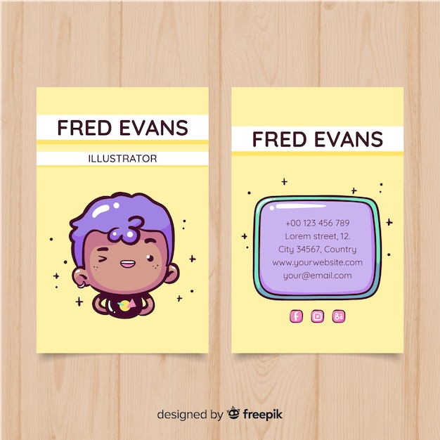 Kawaii style business card template