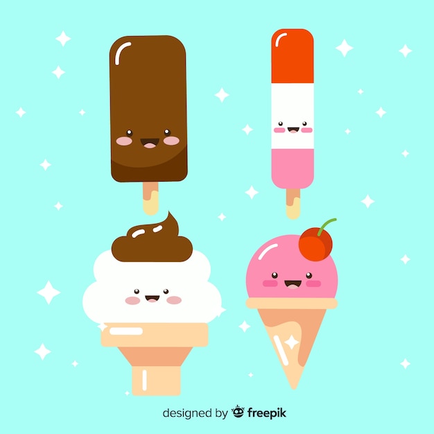 Free Vector kawaii style summer character collection 