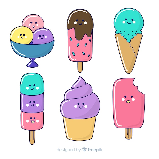 Free Vector kawaii style summer character collection