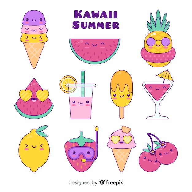 Kawaii summer character collection