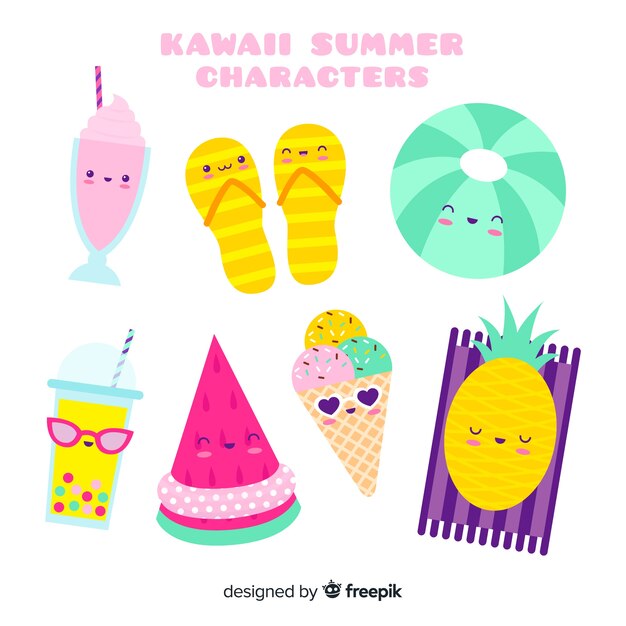 Kawaii summer character collection