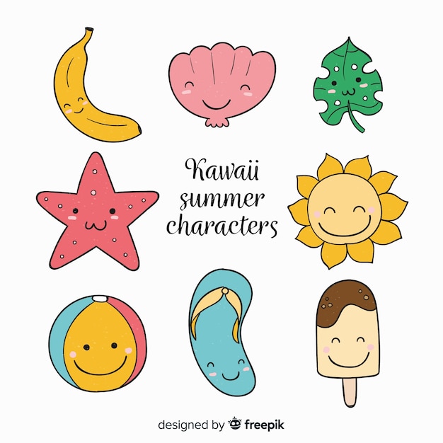 Kawaii summer character collection