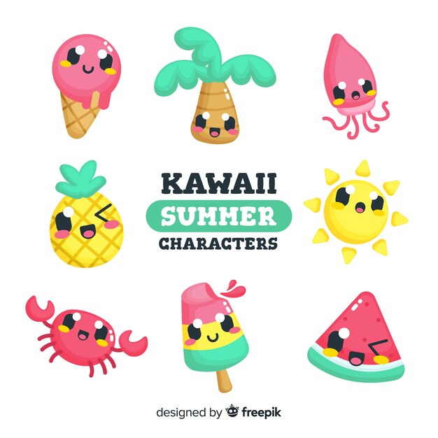 Kawaii summer character collection