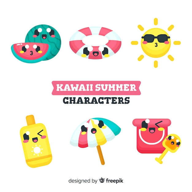 Kawaii summer character collection