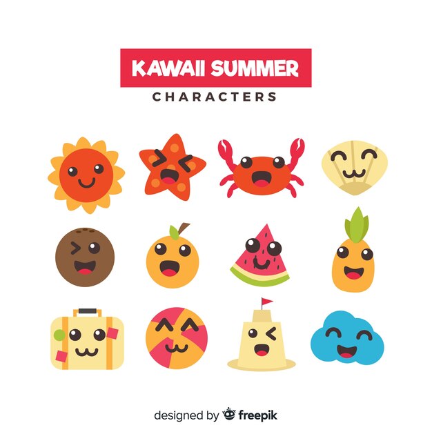 Kawaii summer character collection